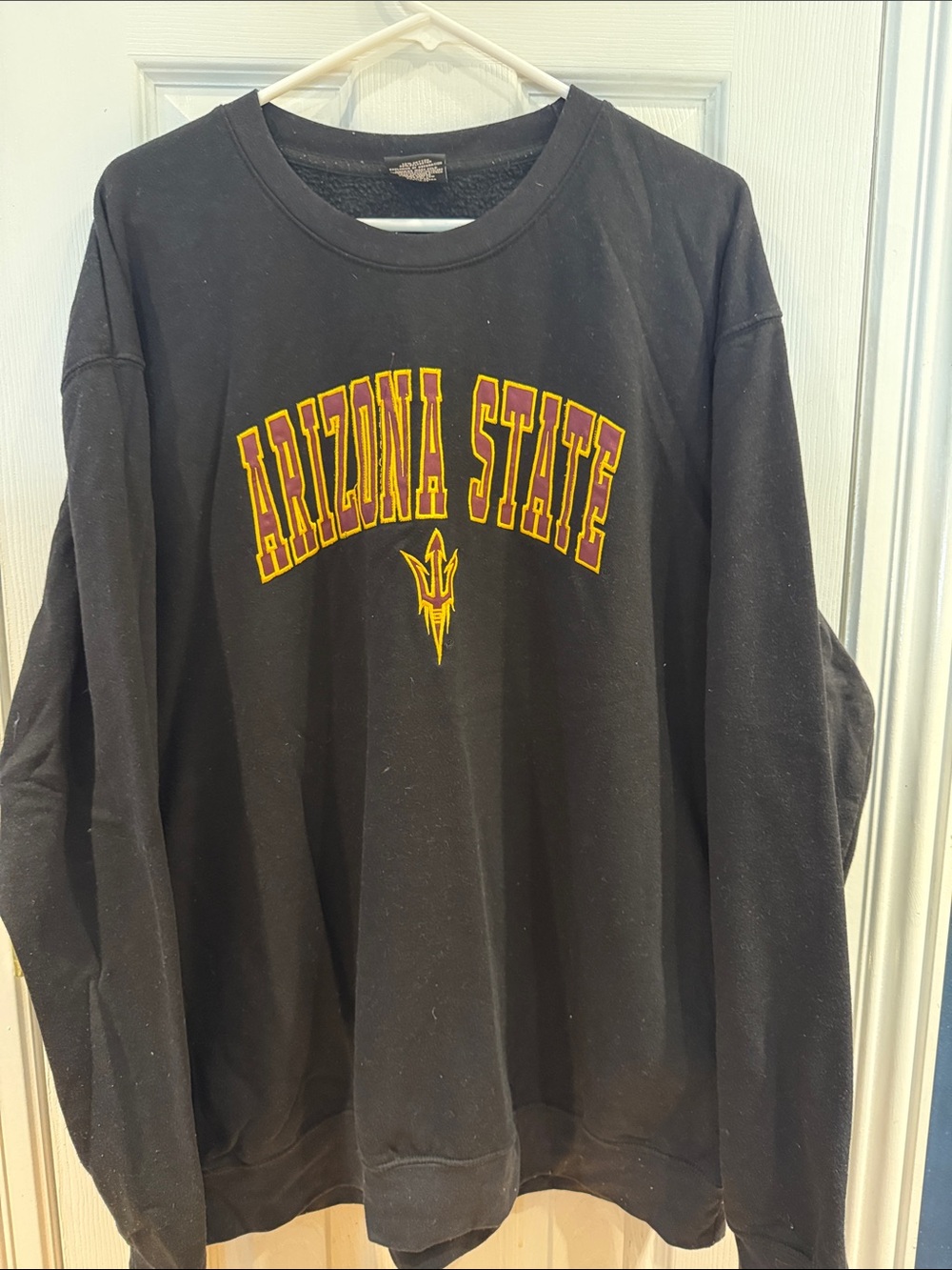 Colosseum Black Arizona State Crewneck Sweatshirt with Maroon and Gold Print